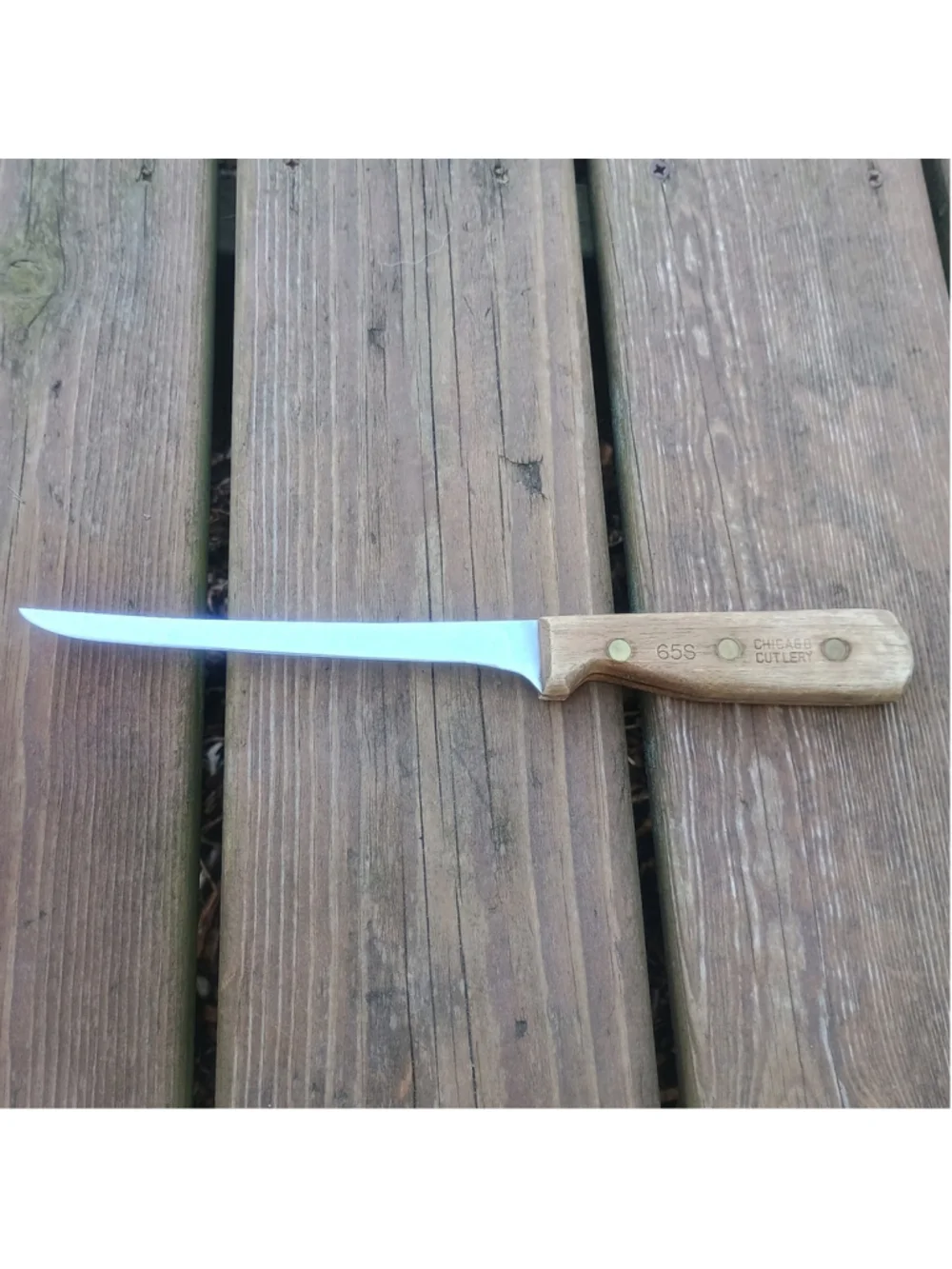 Vintage Chicago Cutlery 65S Fillet Boning Knife Slicing Carving Wood Handle